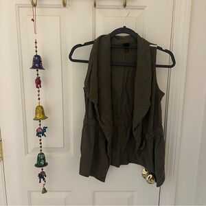 Art Class Olive Green Linen Blend Vest Large